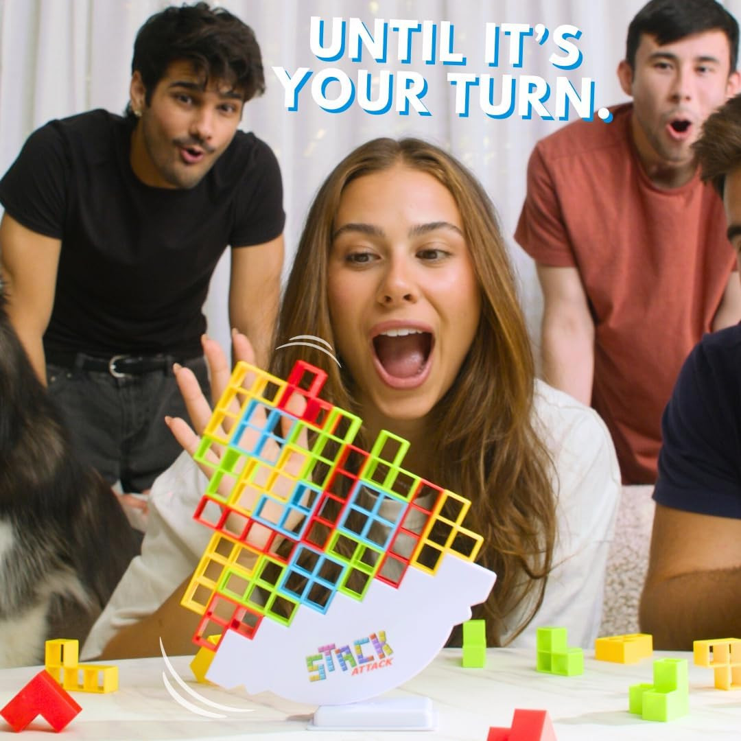 Stack Attack Tower Game, Fun Balance Games for Kids & Adults, Family Game Night