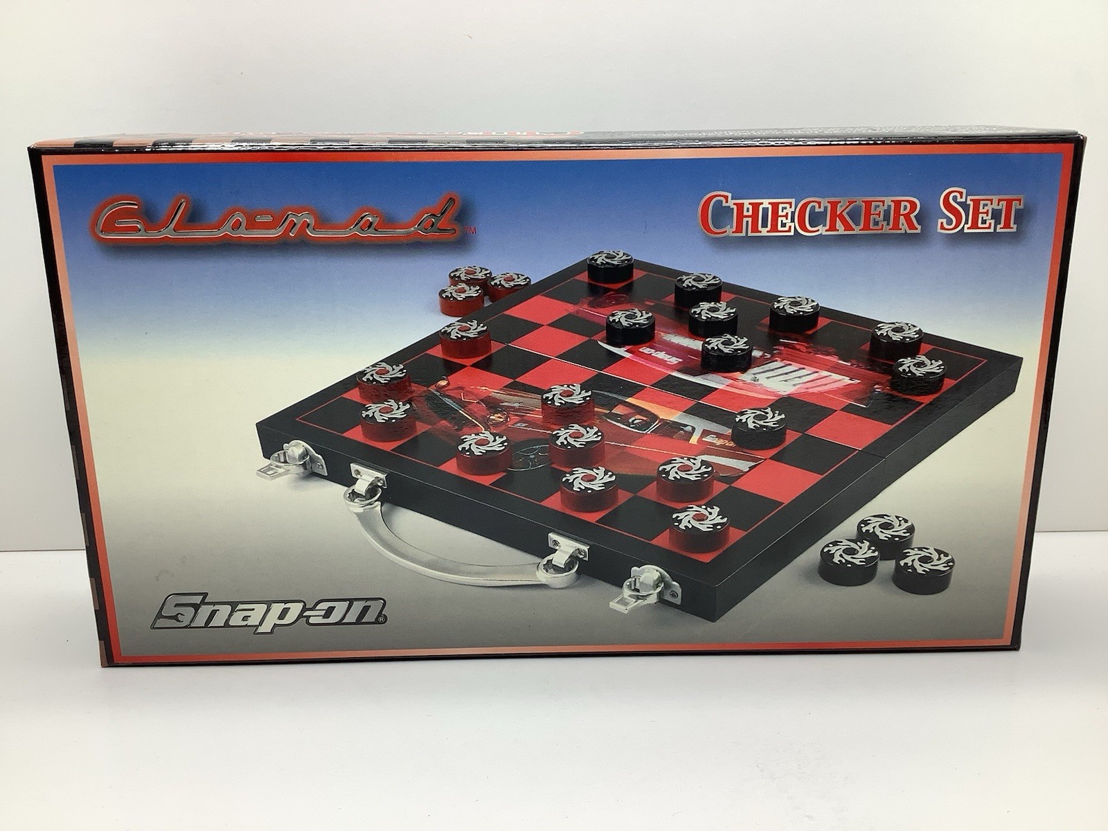 Snap-On Tools Glo-mad Checker Set DieCast Checkers Wooden Travel Case Game Board