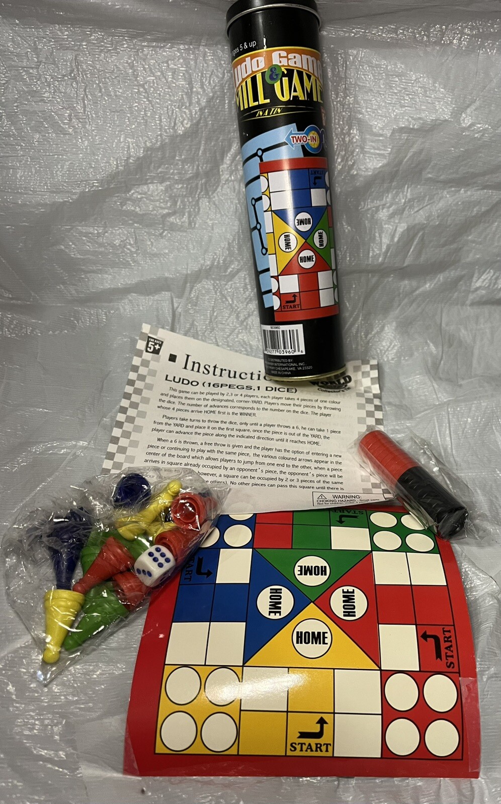 NEW SEALED!! ~ 2in1 ~ Travel Ludo Game And Mill Game IN METAL TIN