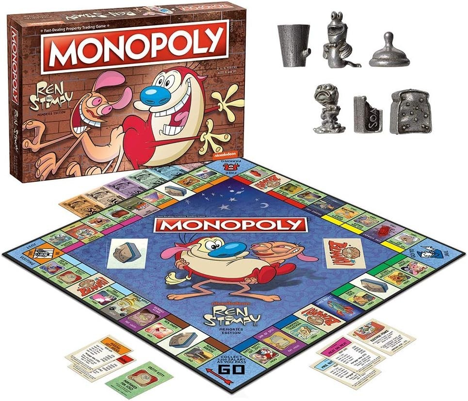 Classic Monopoly: Ren & Stimpy Edition – Custom Tokens & Game Cards Included