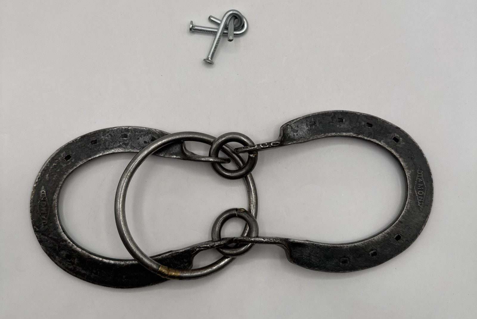 Vintage Diamond Hot Forged Horseshoe Ring Puzzle Brain Teaser