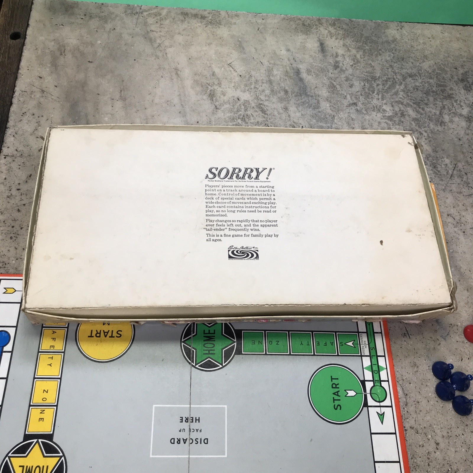 Vintage 1950s 60s SORRY Board Game Parker Brothers 100% Complete – Family Fun!