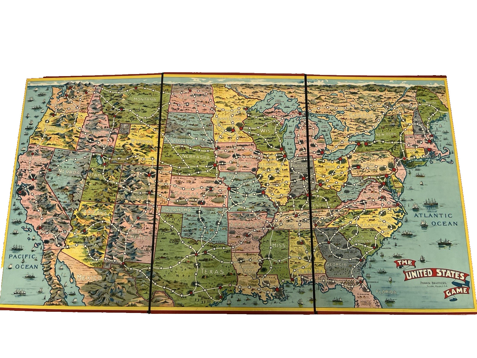 1935 Vintage Across the Continent Board game COMPLETE