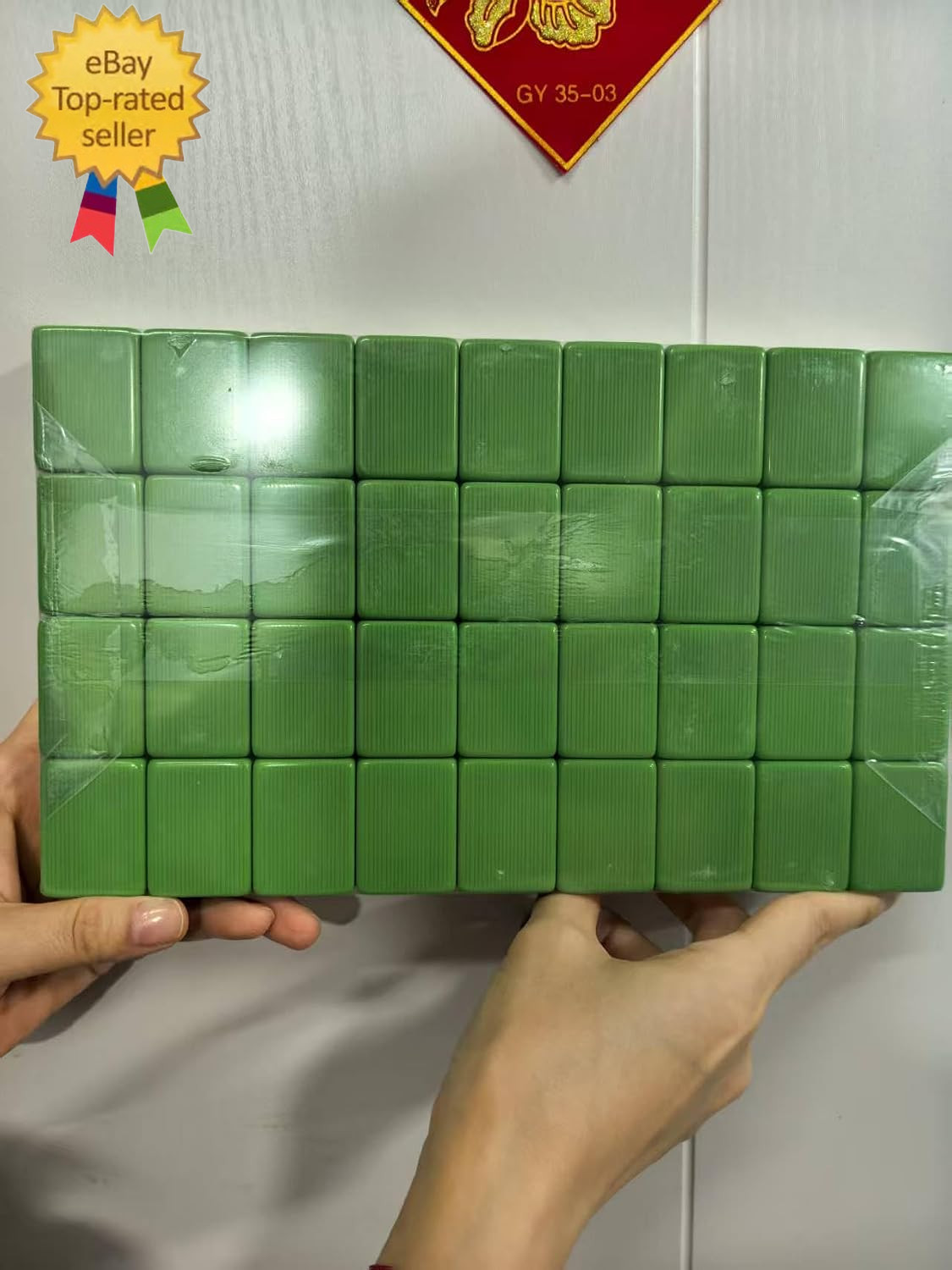 Chinese Mahjong Game Set, Classic with 146+ Green Colored Tiles Dice Professiona
