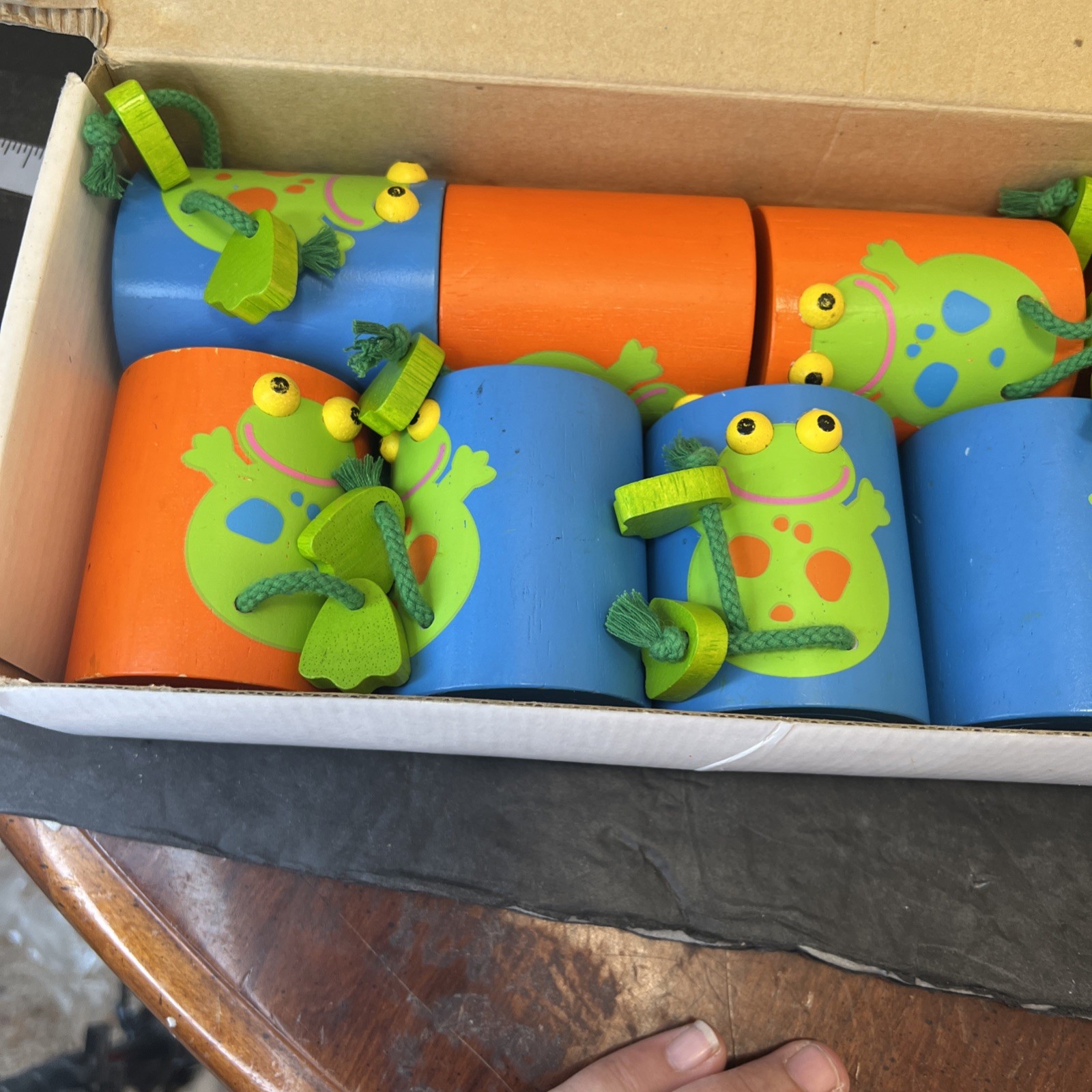 2002 Toppling Hopper Orange And Blue Vintage Wood Game