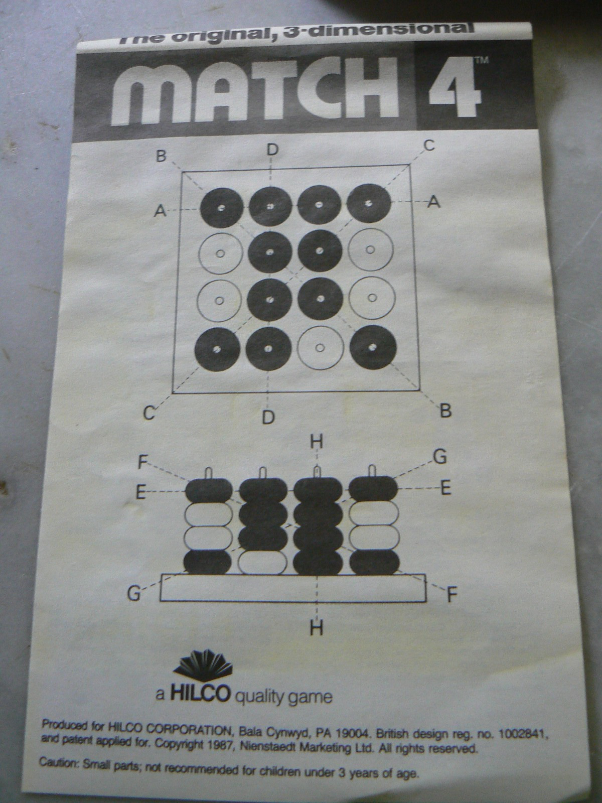 MATCH 4 – Battle of Wits! Vintage Game from 1987 by Hilco -Think game -COMPLETE