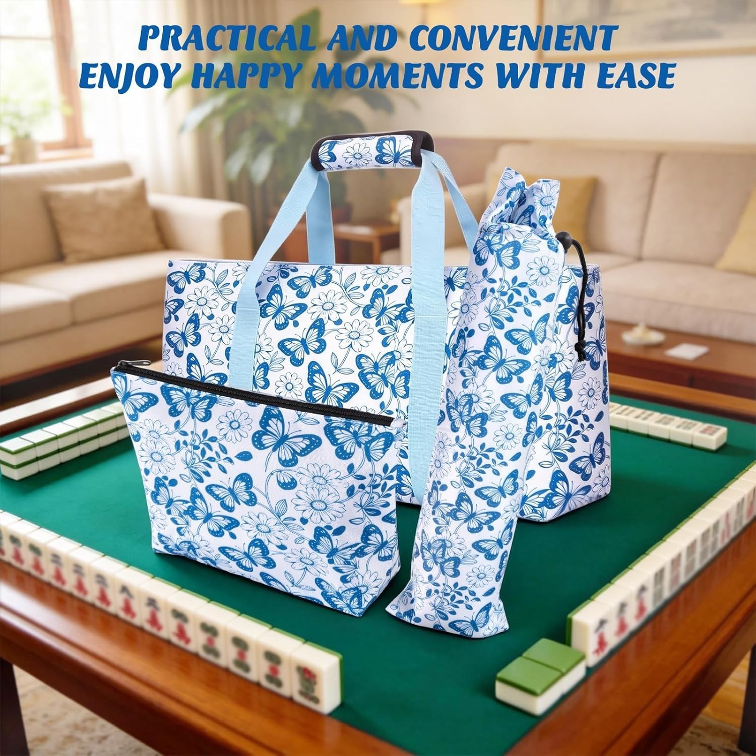 Mahjong Tile Bag, Mahjong Tote Bag Set-Duty Canvas Tote for American Tiles & …
