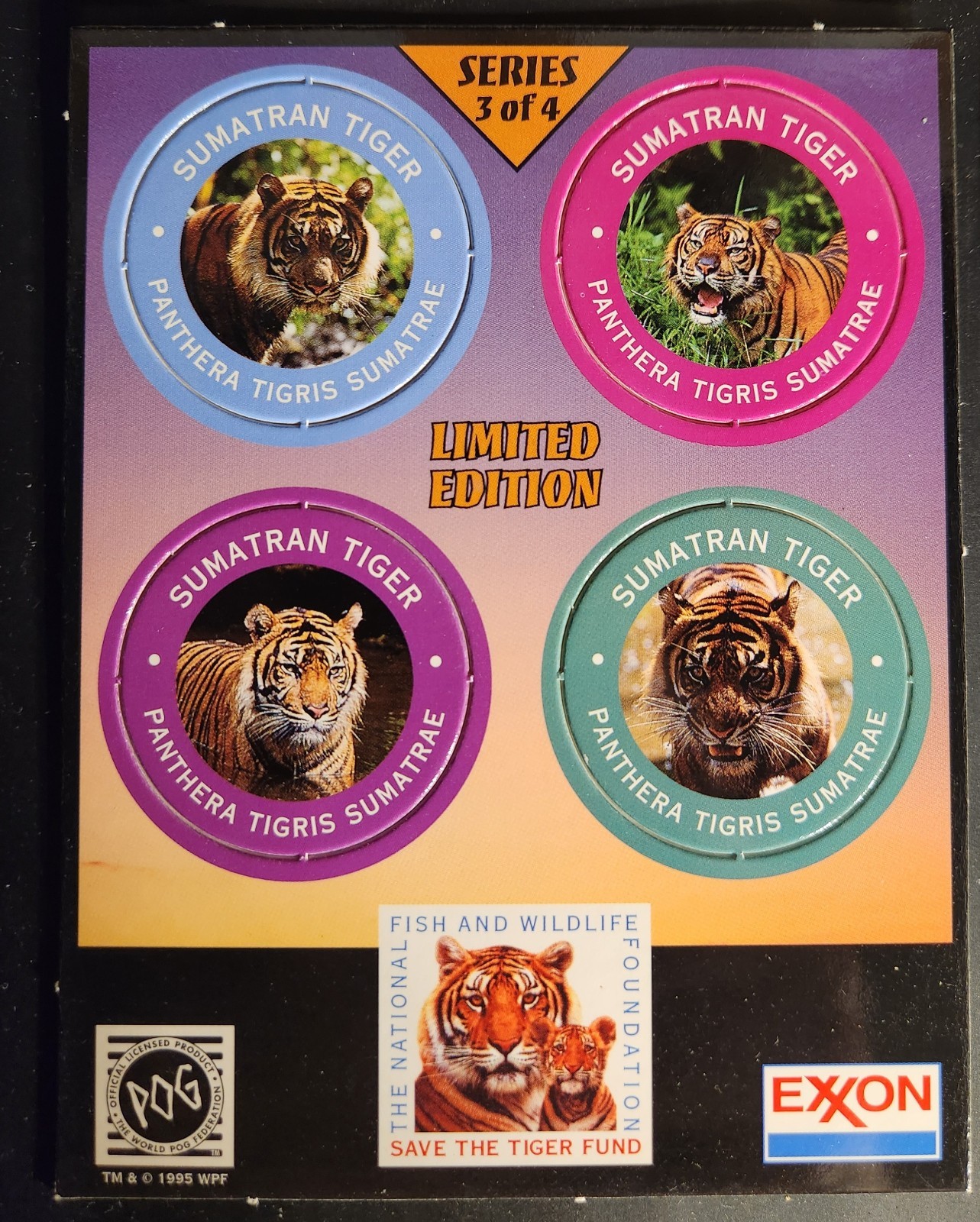 Vintage 1995 ExxonMobil Save the Tiger Fund POG Set 1-2-3-4. Original Owner