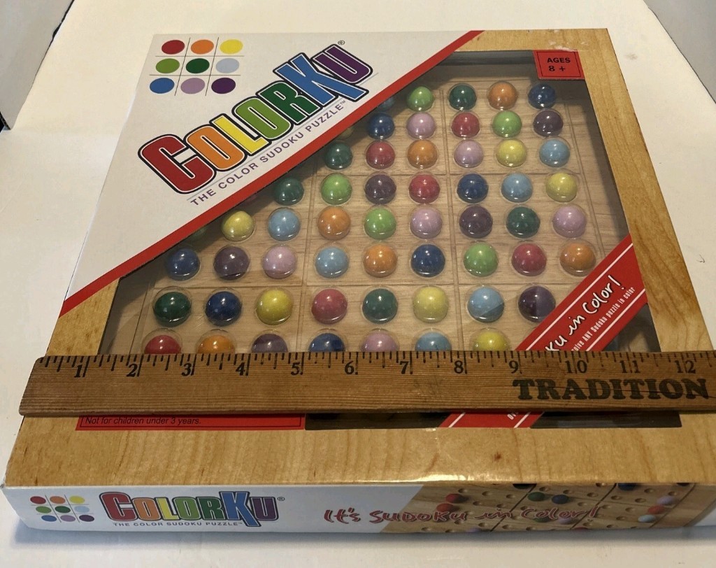 ColorKu Game The Color Sudoku Puzzle Solid Wood, Cards & Solutions 100% COMPLETE
