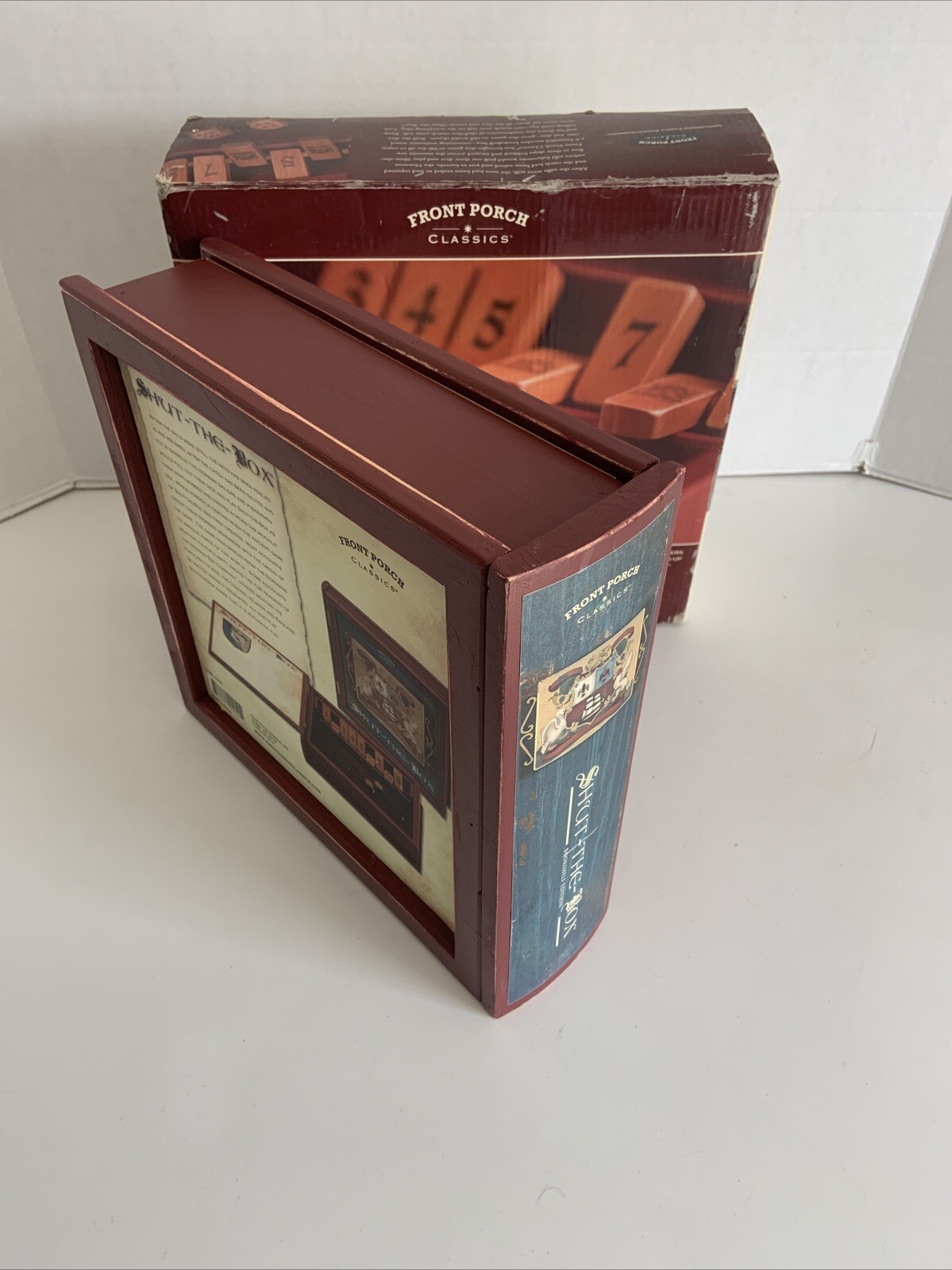 Shut The Box Wooden Bookshelf Edition Strategy Game Front Porch Classics
