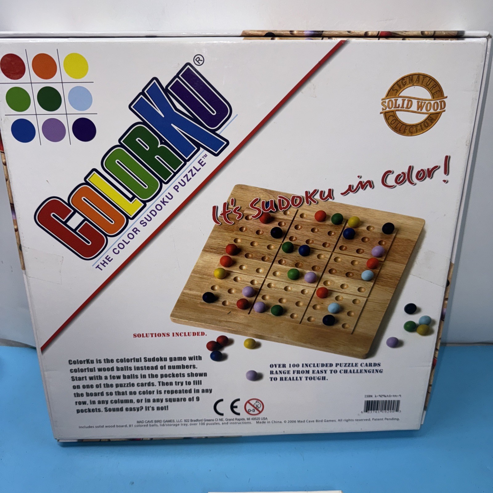 Colorku Game COMPLETE Mad Cave Bird 2006 Wood Wooden Board Colors Sudoku W/Cards