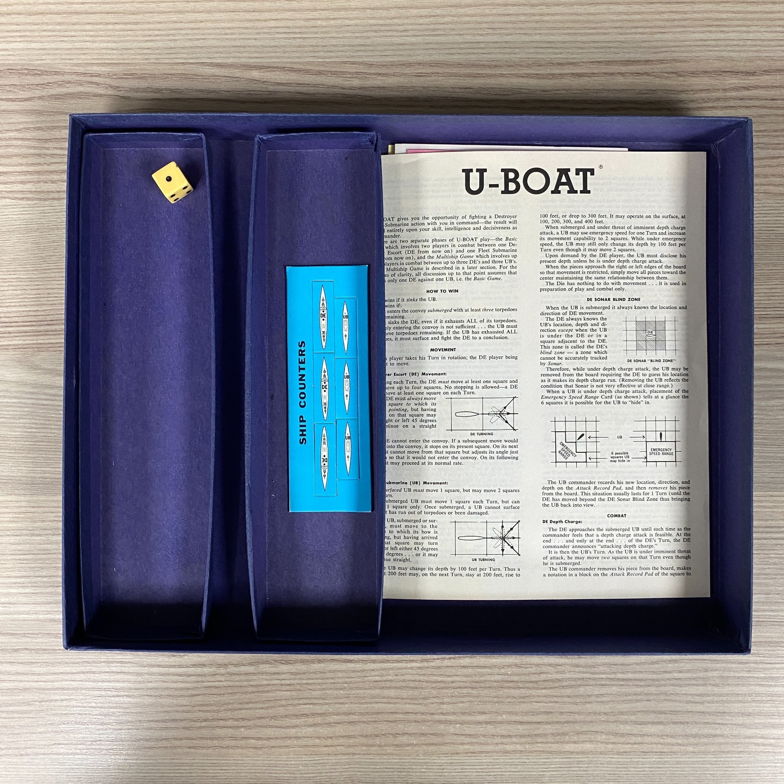 U-BOAT REALISTIC NAVAL BATTLE GAME WORLD WAR II THE AVALON HILL COMPANY 1961
