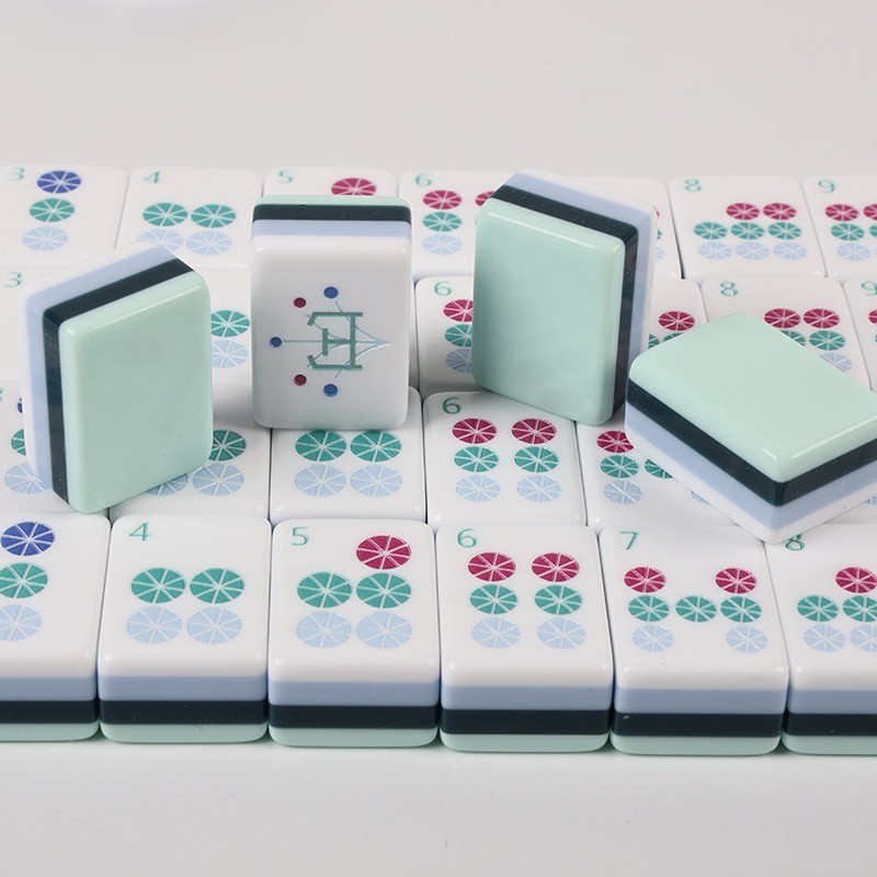 US Local Stock 160 Cyan Hand Painted Tiles Full American Mahjong Game Kit