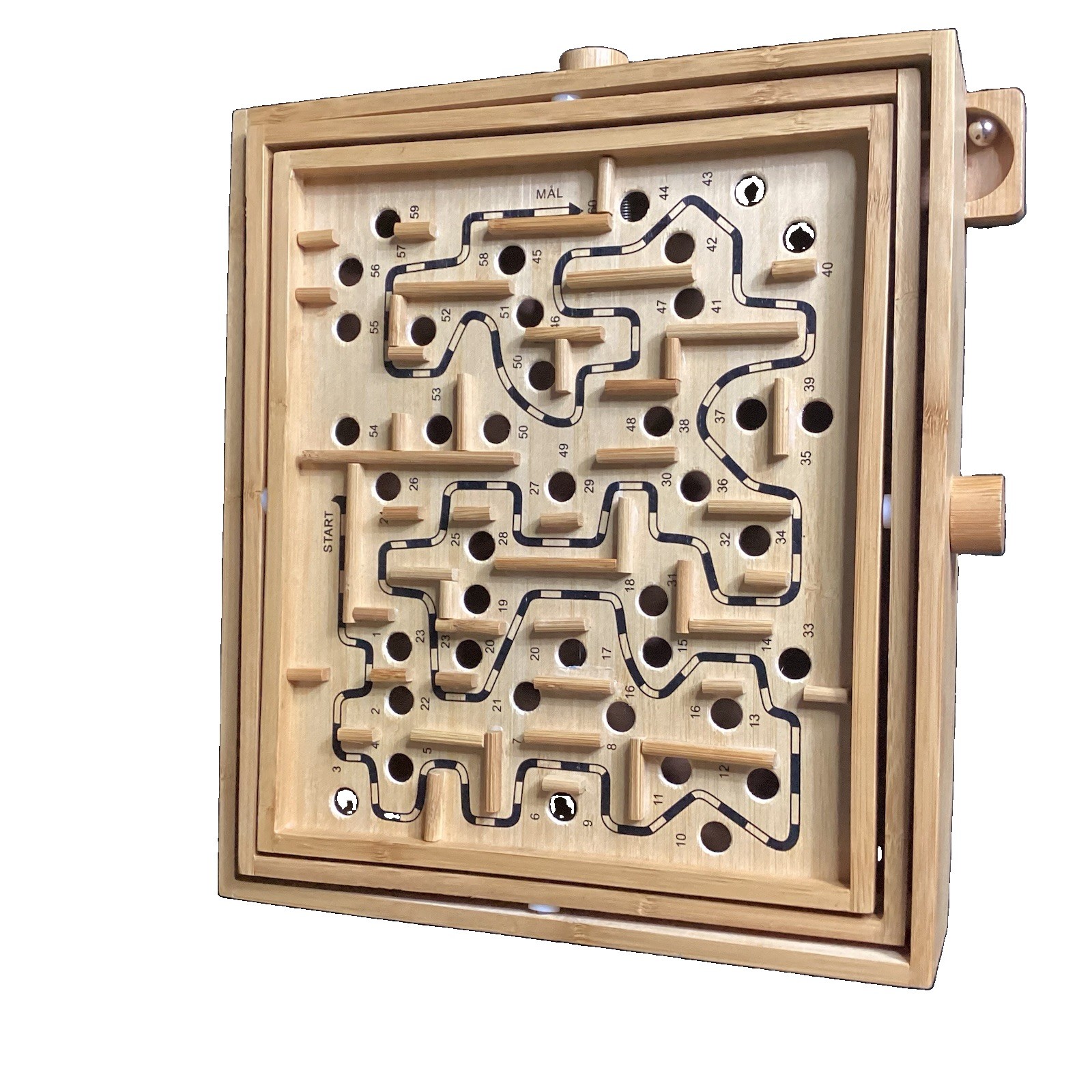 Cardinal Bamboo Labyrinth Wooden Maze Puzzle Game Skill Dexterity Marble 1 Ball