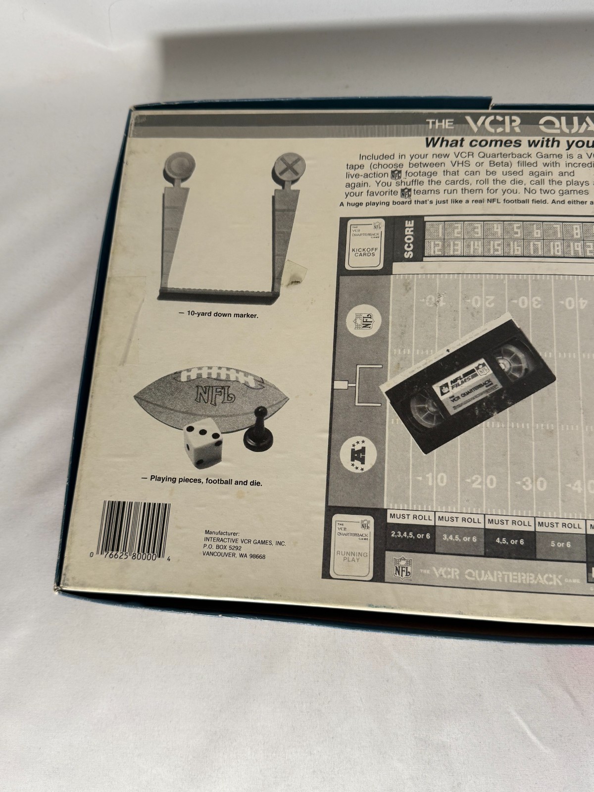 VTG 1986 NFL The VCR Quarterback Board Game VHS Football **Free Shipping**