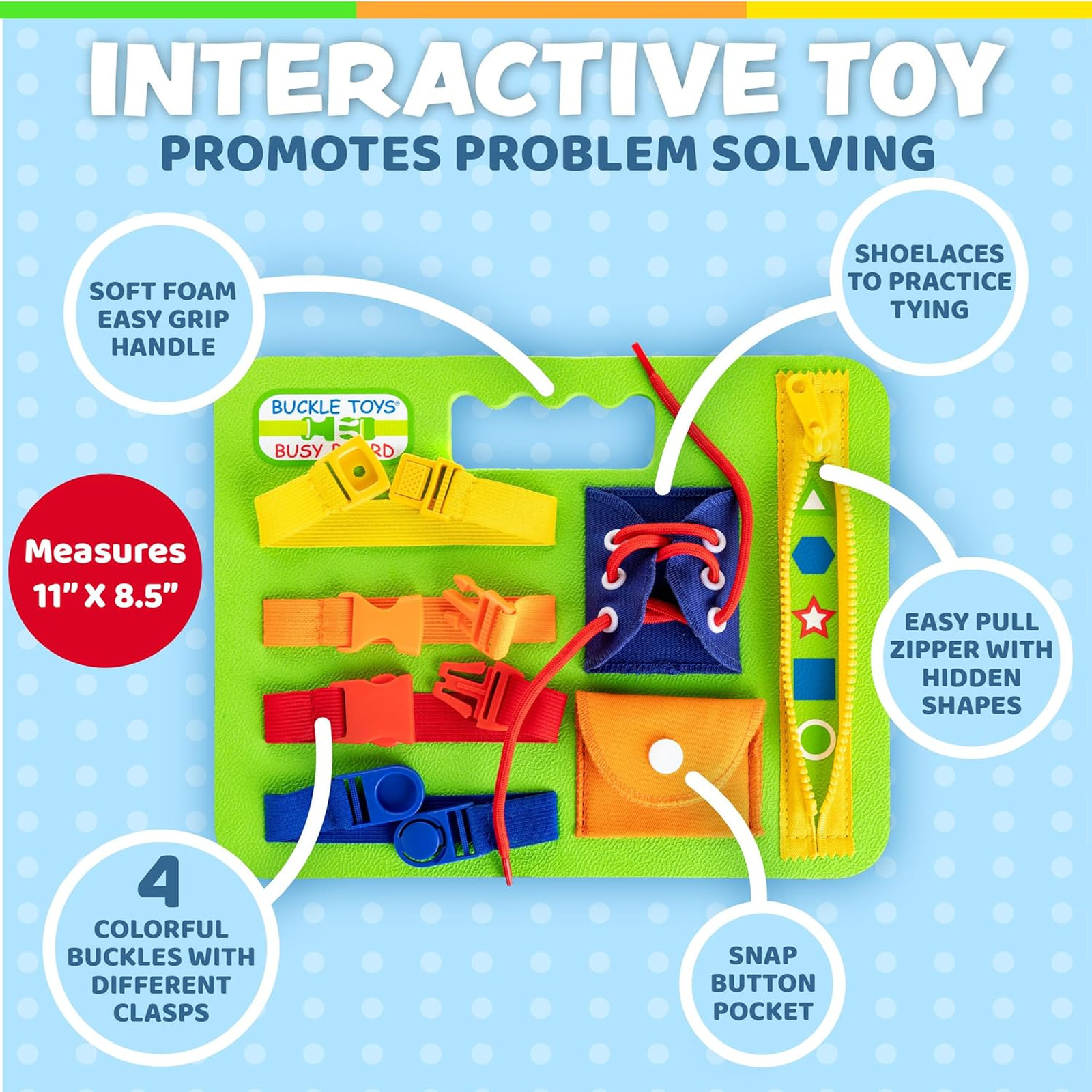 Montessori Busy Board Foam Sensory Toy for Toddlers Travel Learning Fine Motor