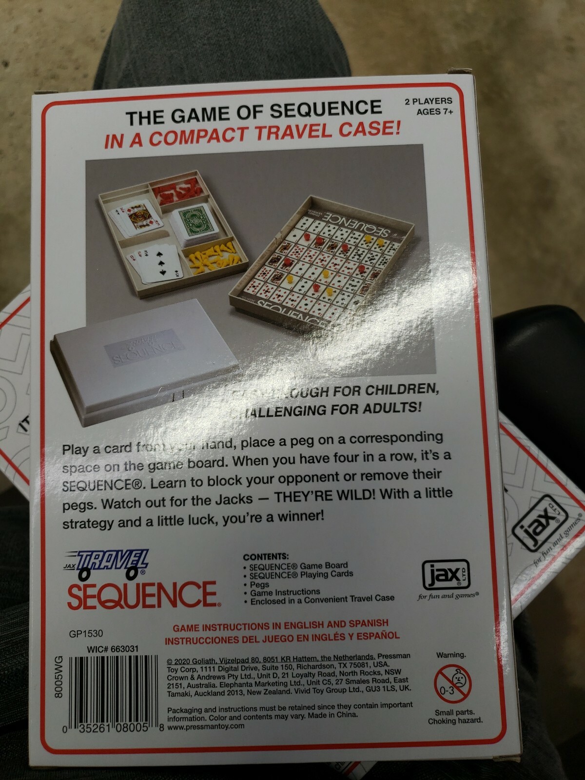 NEW ! SEQUENCE TRAVEL BOARDGAME 2 PLAYERS BY JAX LTD.