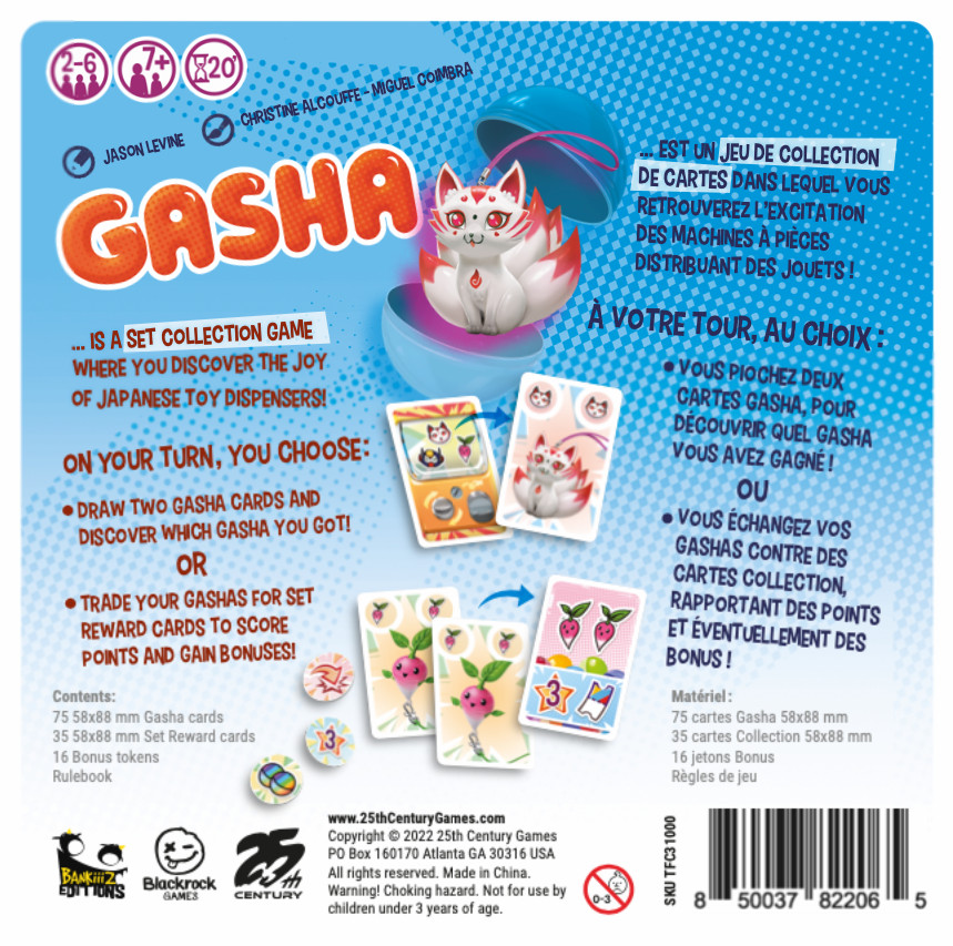 Gasha Family Card Game for 2 to 6 Players Collect Gashapons to Create Sets