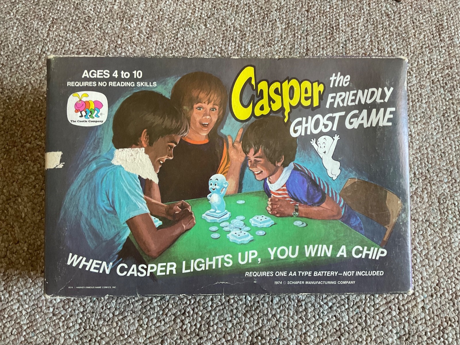 VINTAGE 1974 CASPER THE FRIENDLY GHOST GAME COOTIE COMPANY 100% Rare! Tested