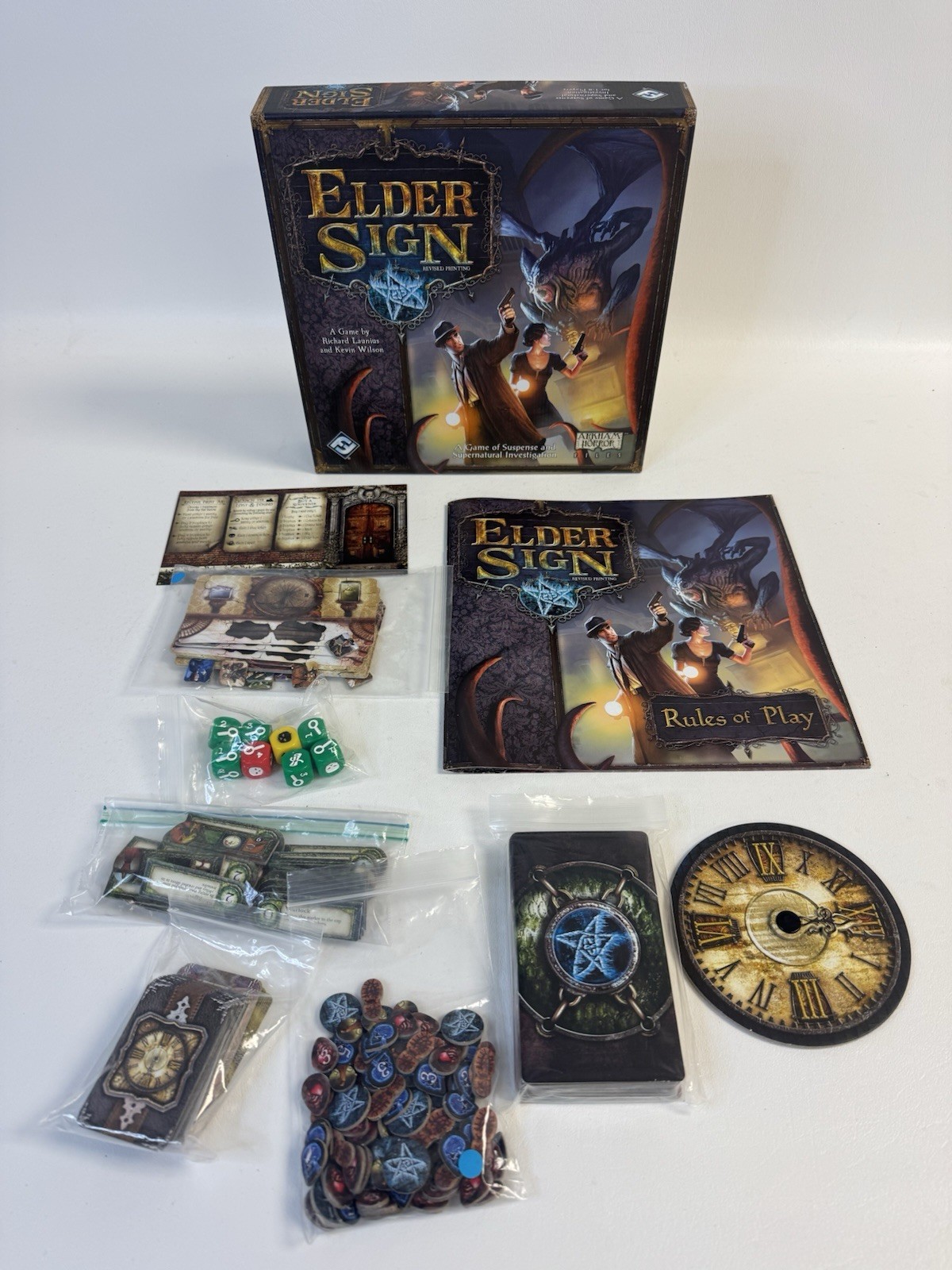 ELDER SIGN Board Game Arkham Horror Files Fantasy Flight Games Complete