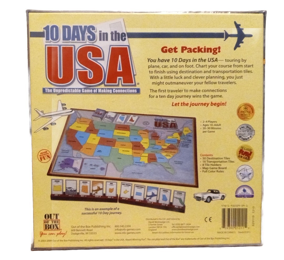 Out of the Box Boardgame 10 Days in the USA (1st Ed) Box SW