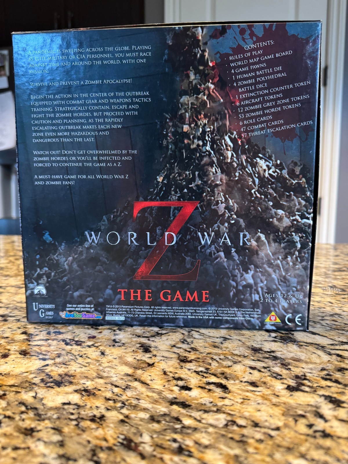 UNIVERSITY GAMES , WORLD WAR Z , THE GAME BOARD GAME – 2013 EDITION
