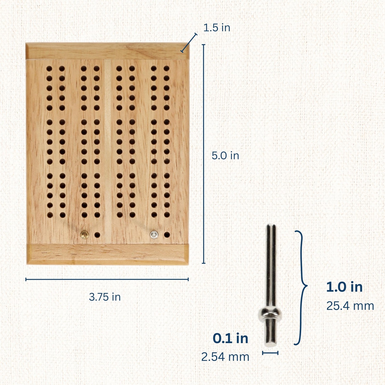 WE Games Wooden Travel Cribbage Board Game Set 4.75 in, Small 2 Track Travel Cri