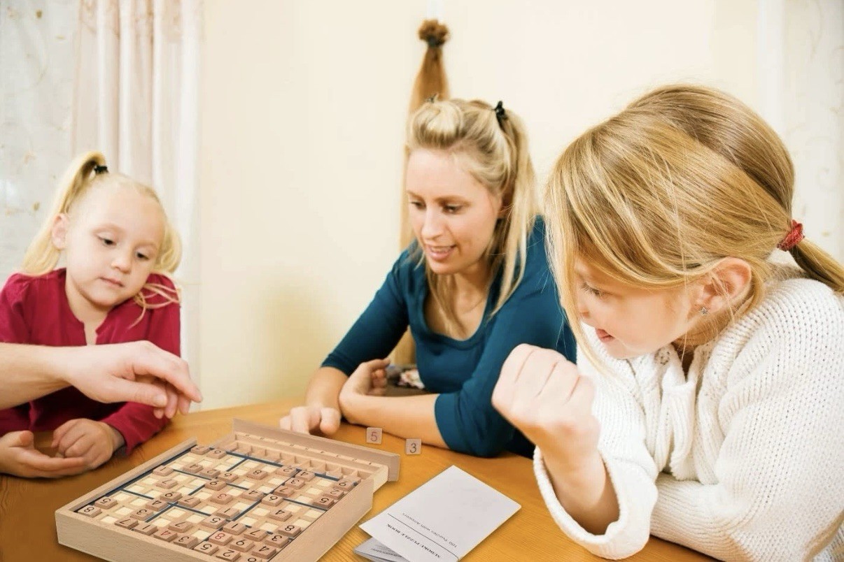 Wooden Sudoku Board Game with Drawer – 100 Puzzles Sudoku Book for Adults & Kids