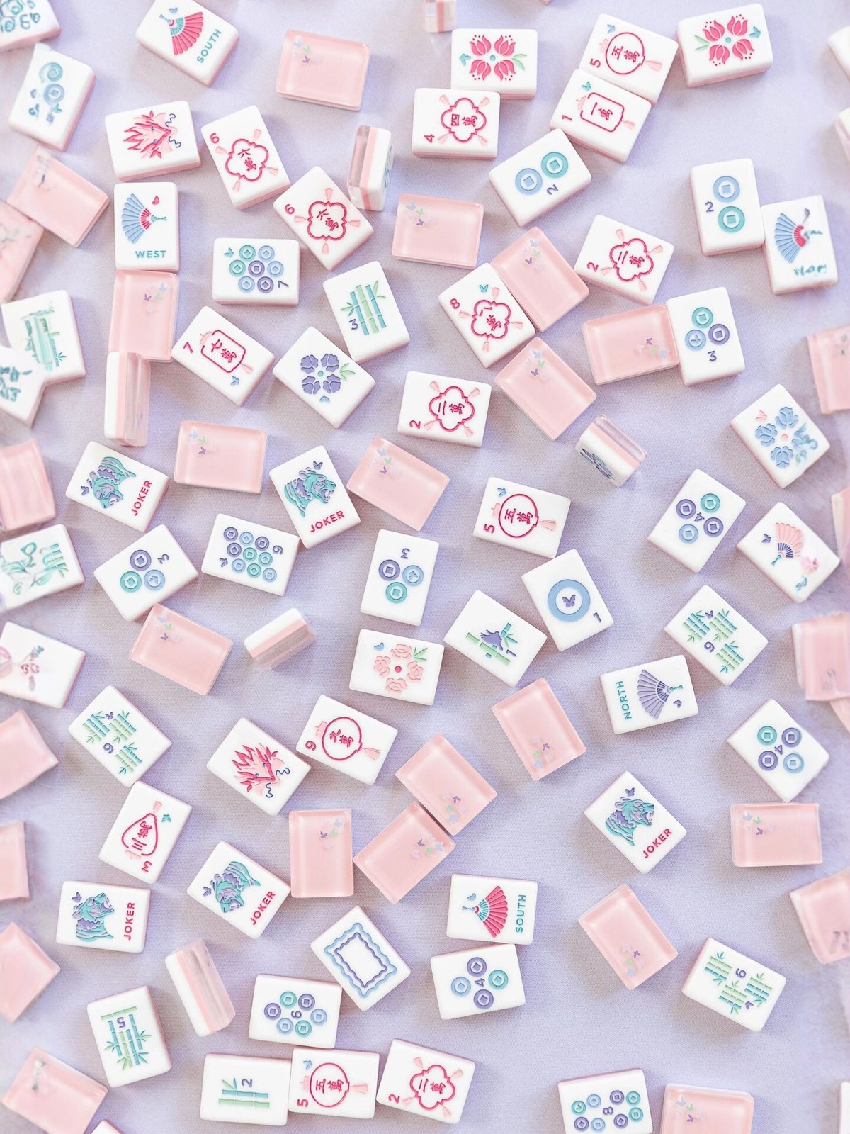 160 American Mahjong Tiles 3-Layer Acrylic pink Butterfly Pattern Engraved Set
