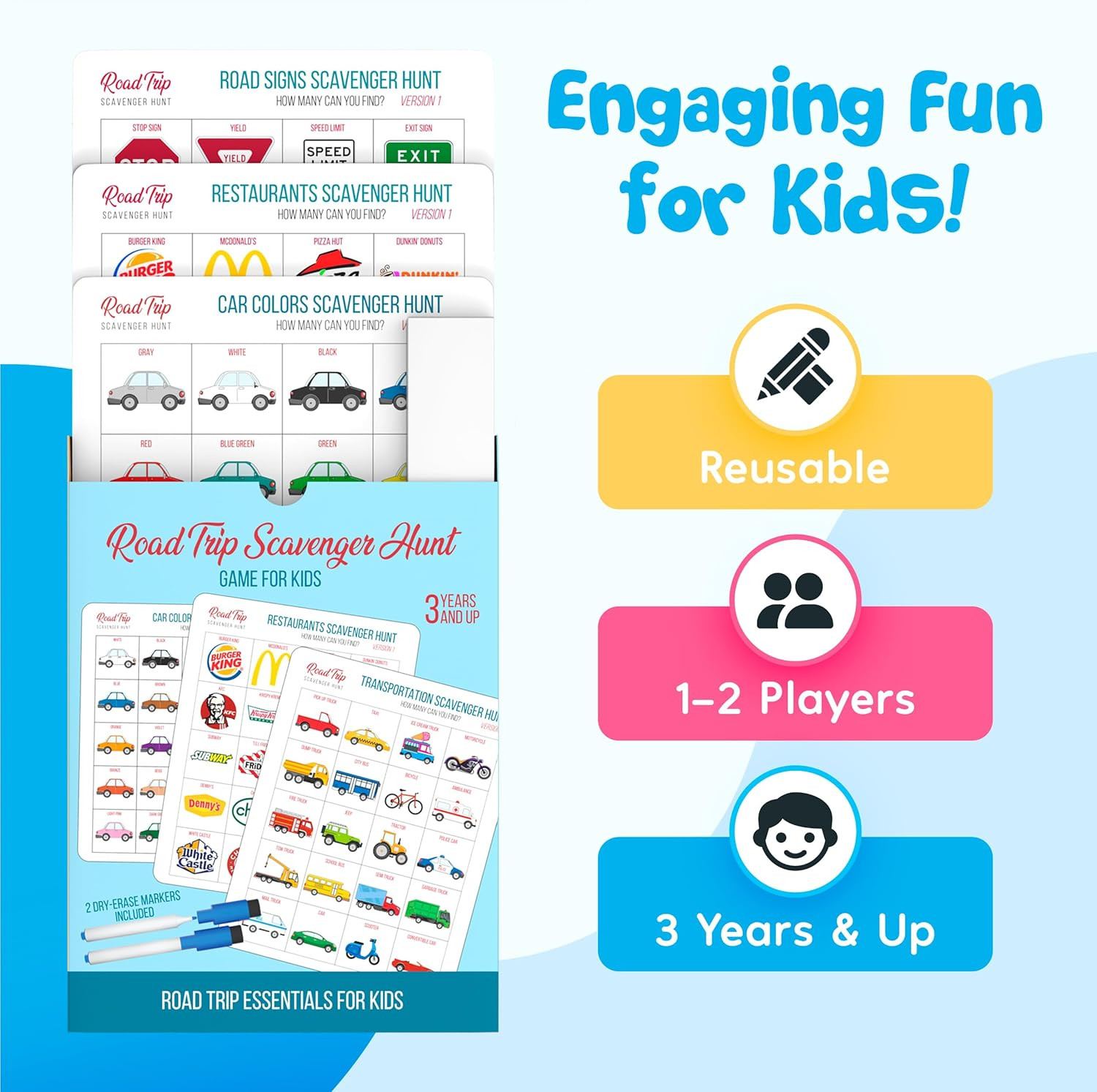 Car Bingo – Road Trip Essentials: Car Activities and Games for Kids Ages 4-8