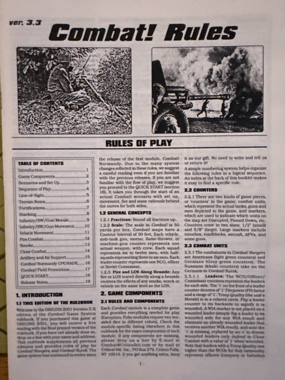 Critical Hit Combat! Rangers Rare Origins Edition 3.3 Rules Unpunched