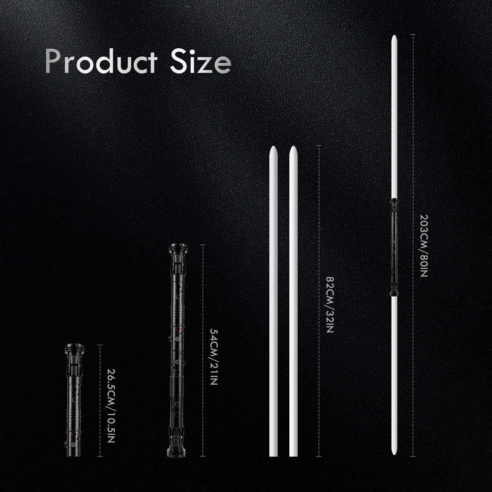 Light Saber Double Blades RGB 3.0 Smooth Swing 16 Sound Fonts Black DAMIENSABER