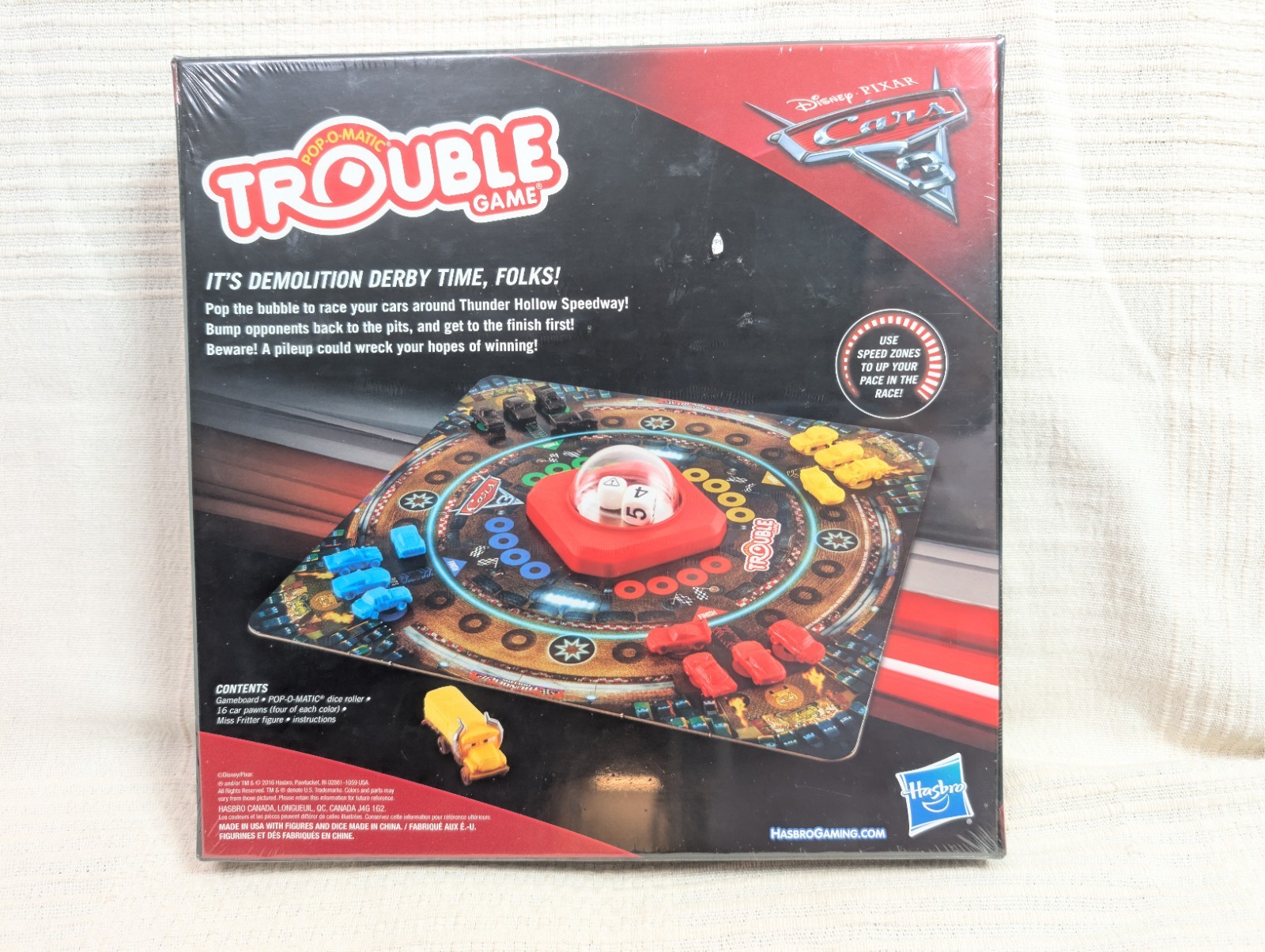 Disney Pixar Cars 3 TROUBLE Board Game with Pop-O Matic Dice Roller Sealed New