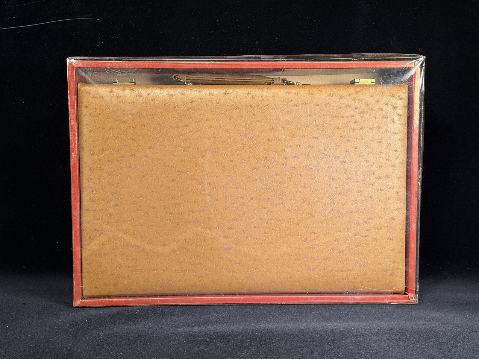 WE Games Cognac Ostrich Leatherette Backgammon Set 10 X 15” Closed
