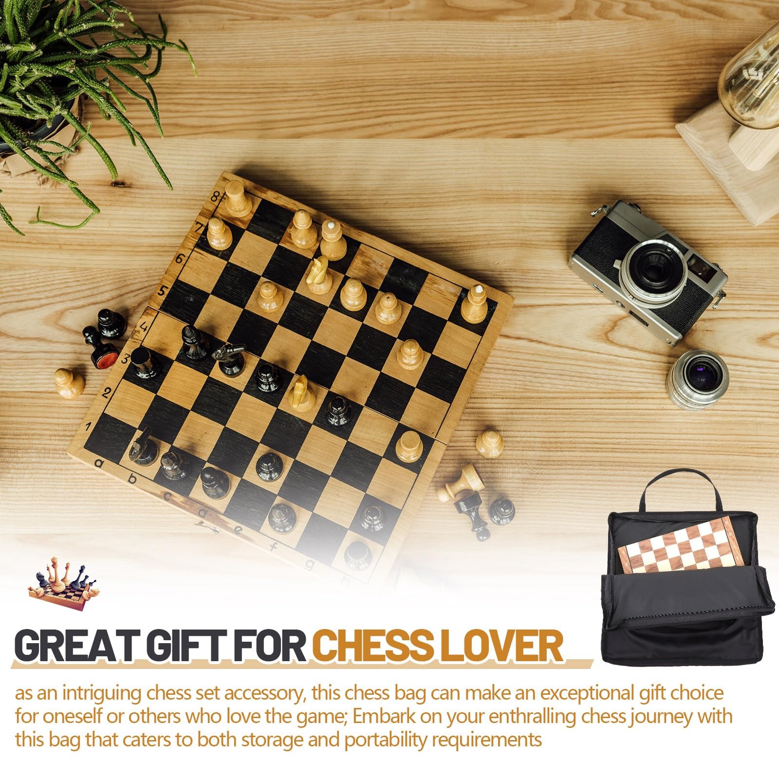 20 x 20 Chess Bag – Standard Board Carrying Bag With Single Zippered Pocket f…