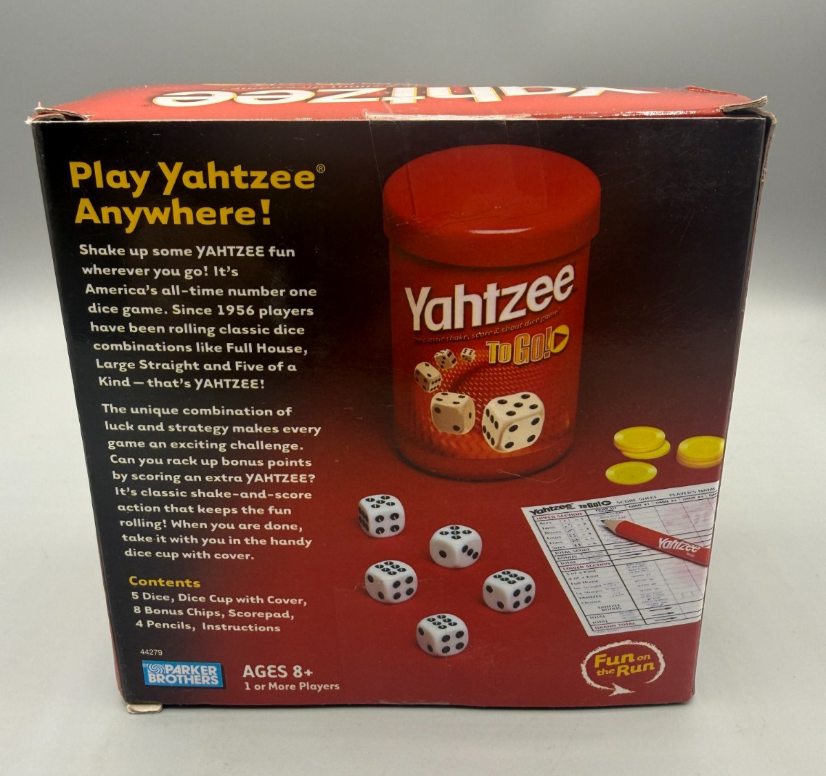 Yahtzee To Go Shake Score Dice Game Parker Brothers Travel Hasbro 2005 NEW