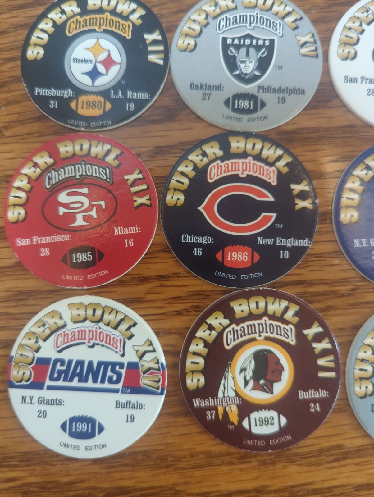 Vintage 90s NFL Pogs Lot of 25 Washington Oakland Raiders Howie Long Cowboys