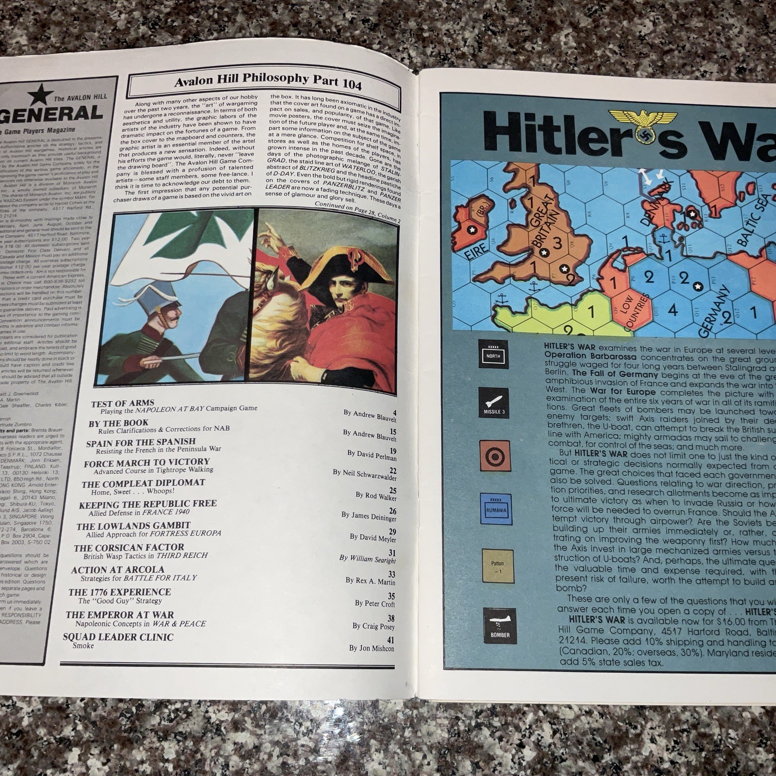 GENERAL MAGAZINE VOL. 21 #2 AVALON HILL NAPOLEON AT BAY 1984