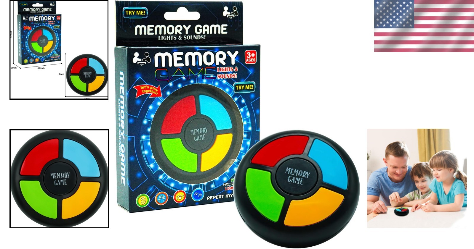 Interactive Handheld Memory Game with Lights – Perfect for Kids Travel