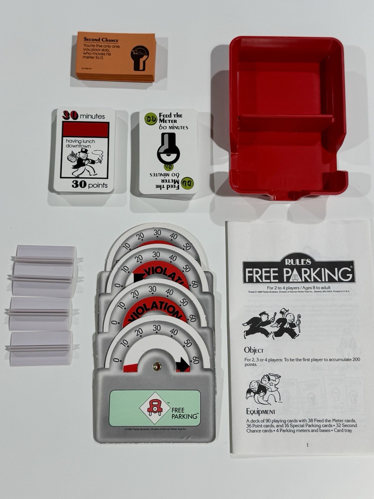 Parker Brothers Free Parking Feed the Meter Card Game Complete Vintage 1988