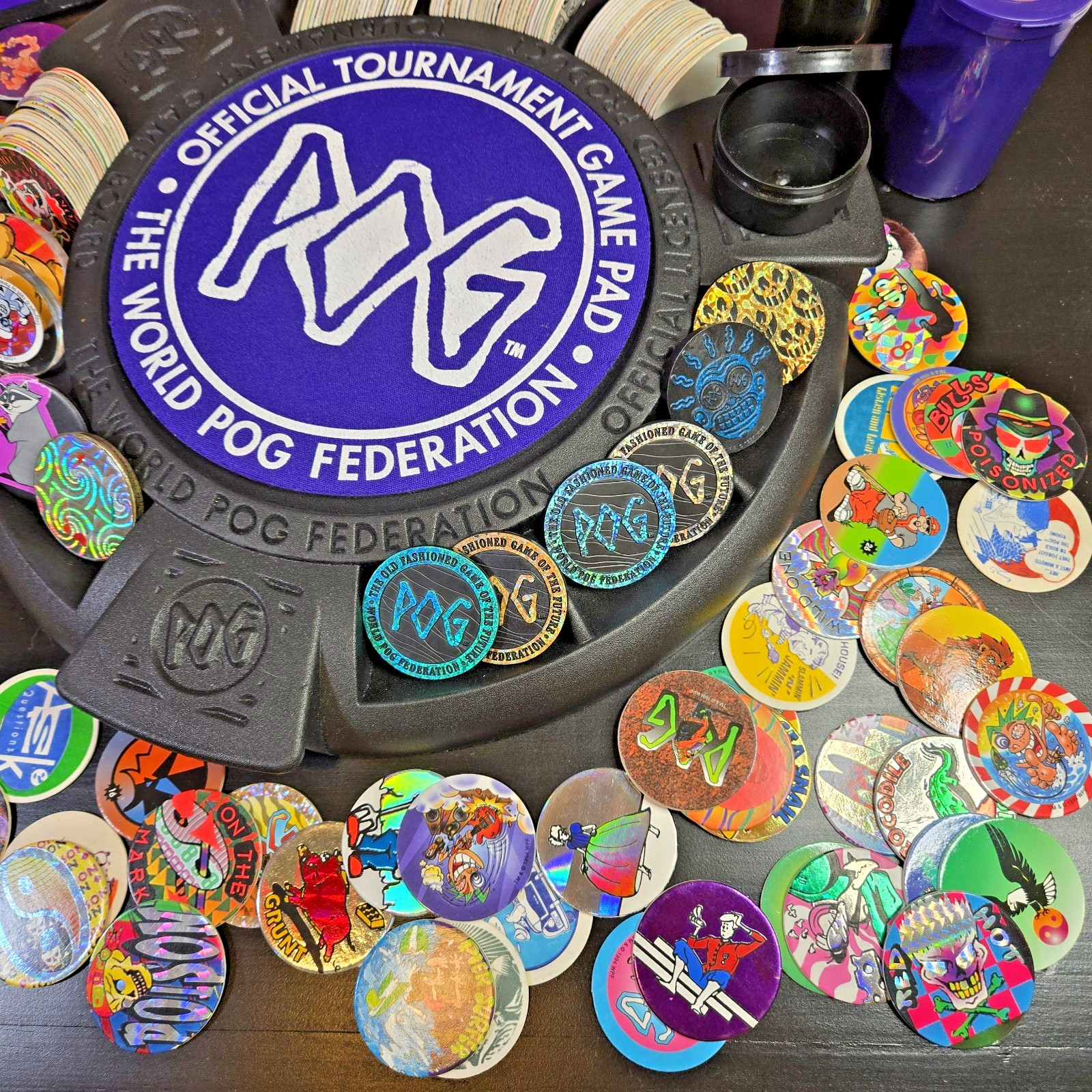 Vintage POG The Game, World POG Federation Milton Bradley Set 200+ POG’s 1995