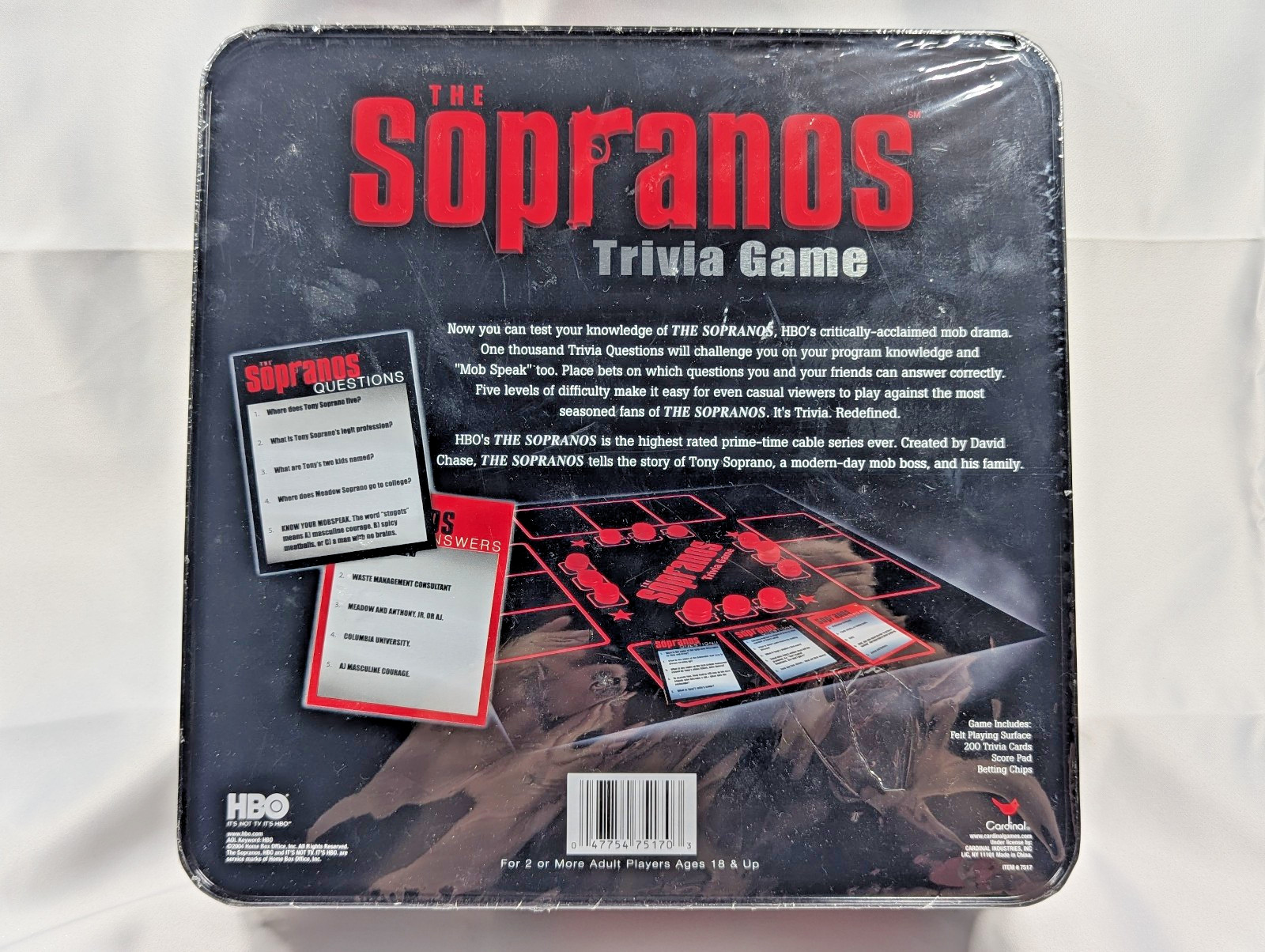 The Sopranos Trivia Game HBO Cardinal Metal Collectors Tin New
