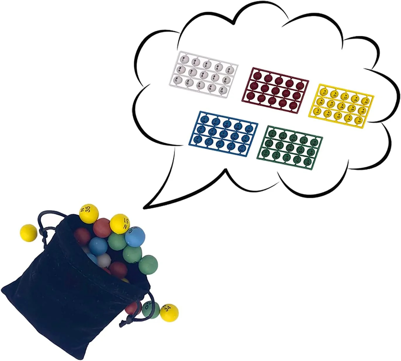 JUNWRROW Deluxe Bingo Game Set-Includes Bingo Cage,600 Colorful Plastic Chips wi