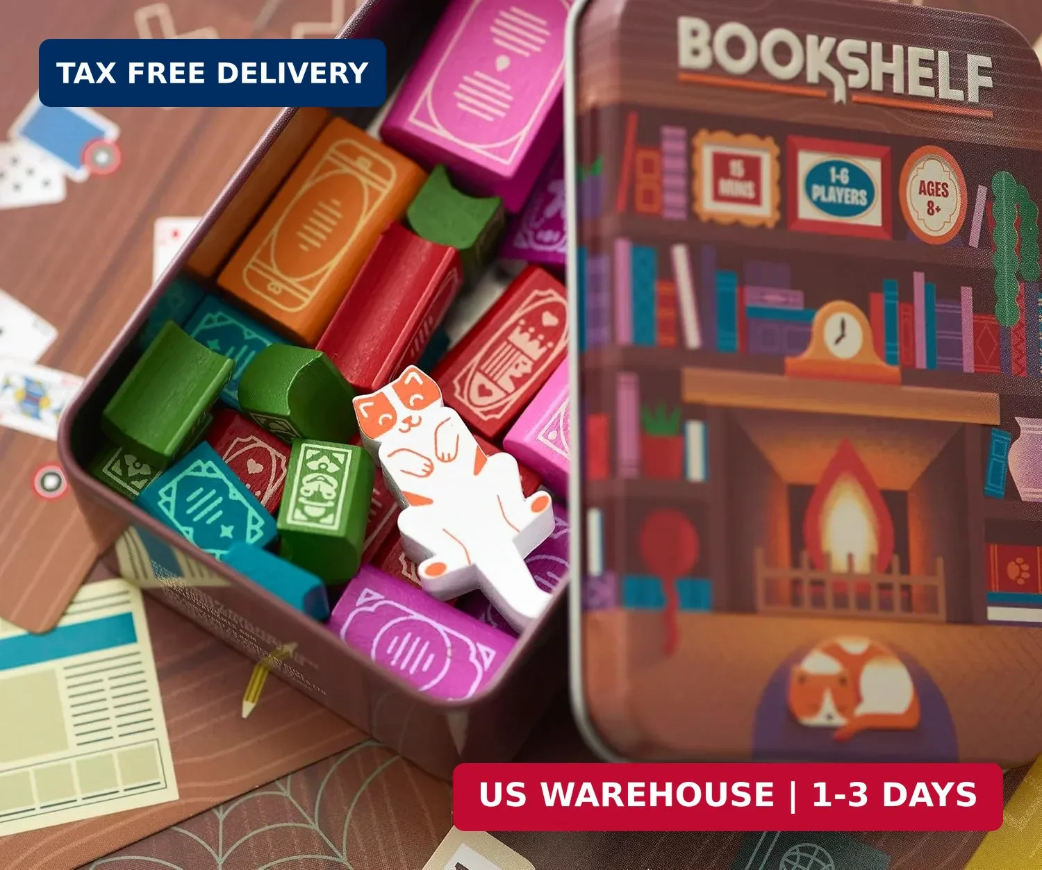 Bookshelf By Alley Cat Games Ages 8 2-4 Players Cooperative Stacking Game Skill