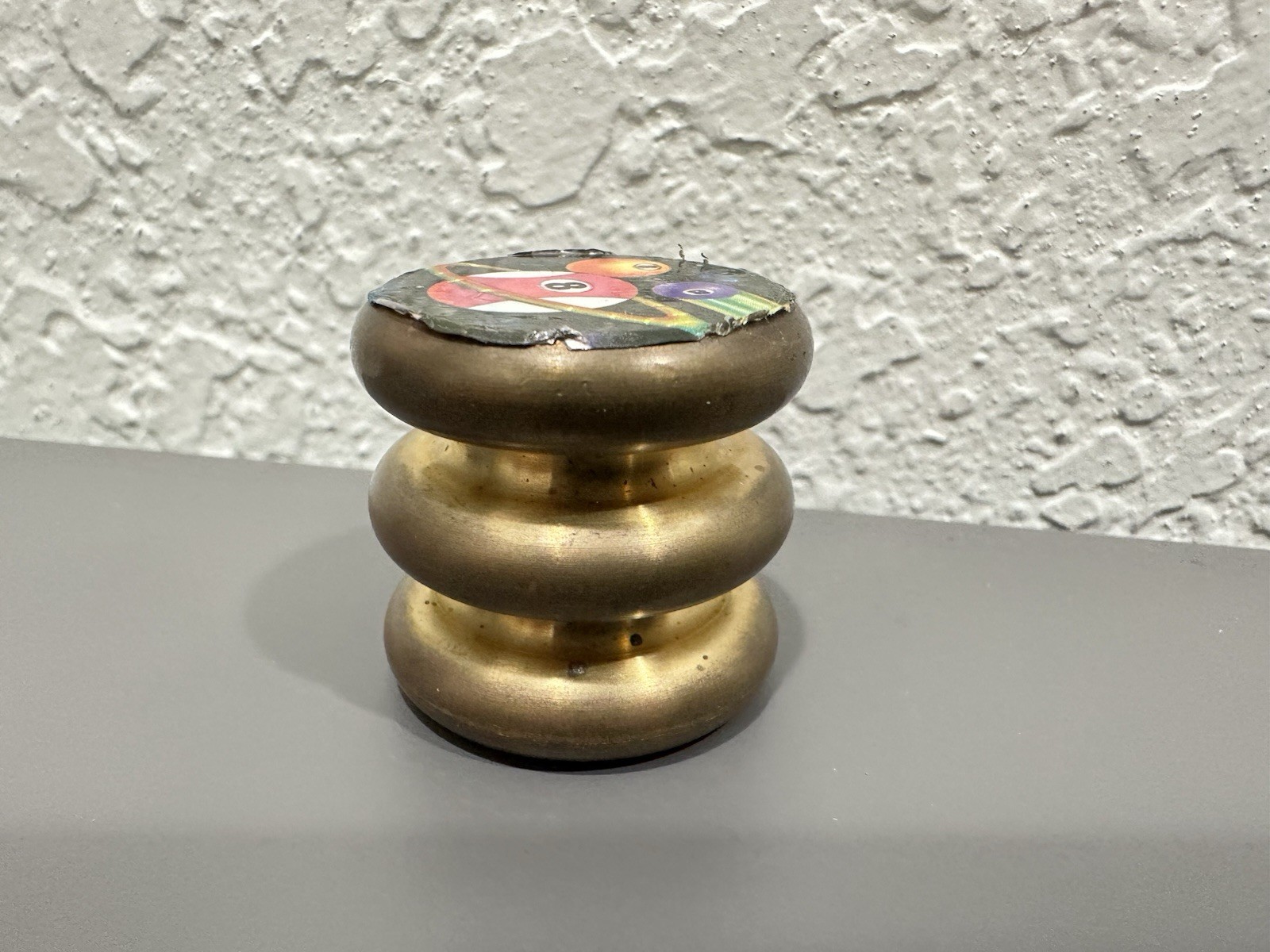 Vintage 90s Heavy Brass Metal Pog Slammer – 8 Ball – Thick & Heavy – 5+ Oz