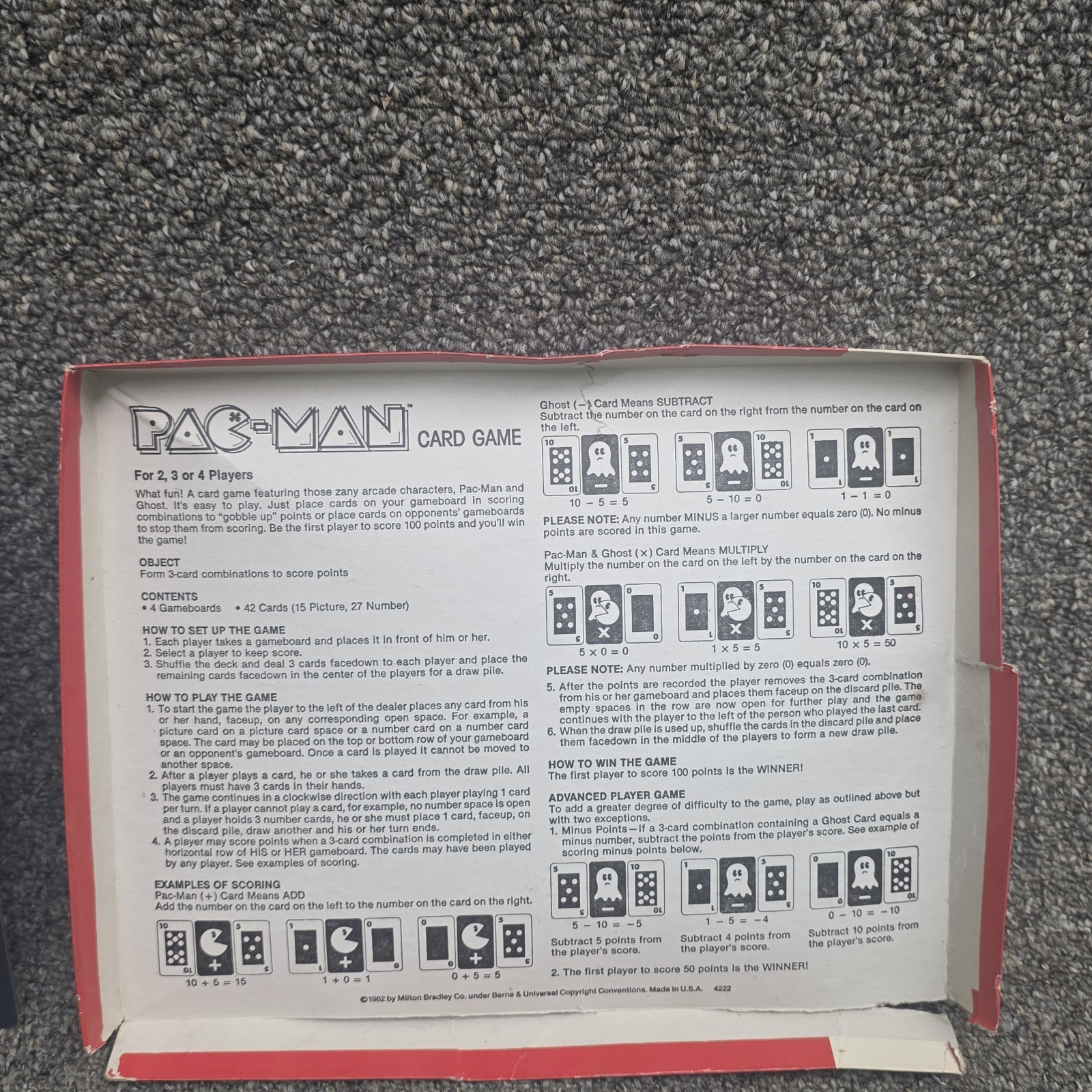 Vintage 1982 Pac-Man Card & Board Game Milton Bradley Complete Arcade Classic