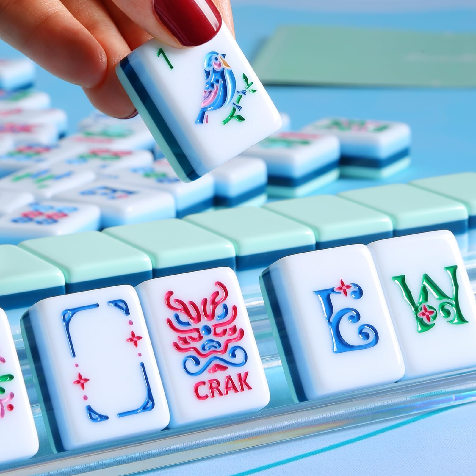 American Mahjong Tile Set, 160 Green 4 Layer Mah Jong GameTiles with Tile Bag…