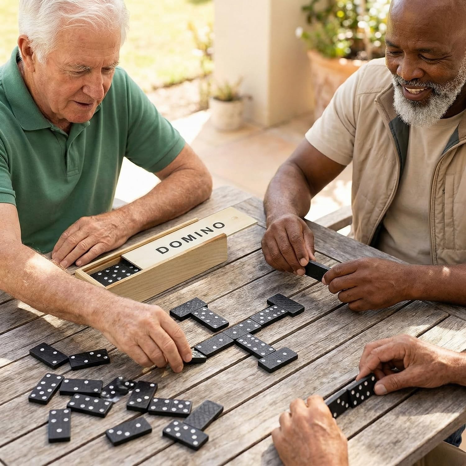 Mini Wooden Dominoes Set for Adults – Double 6 Game in Portable Wooden Case