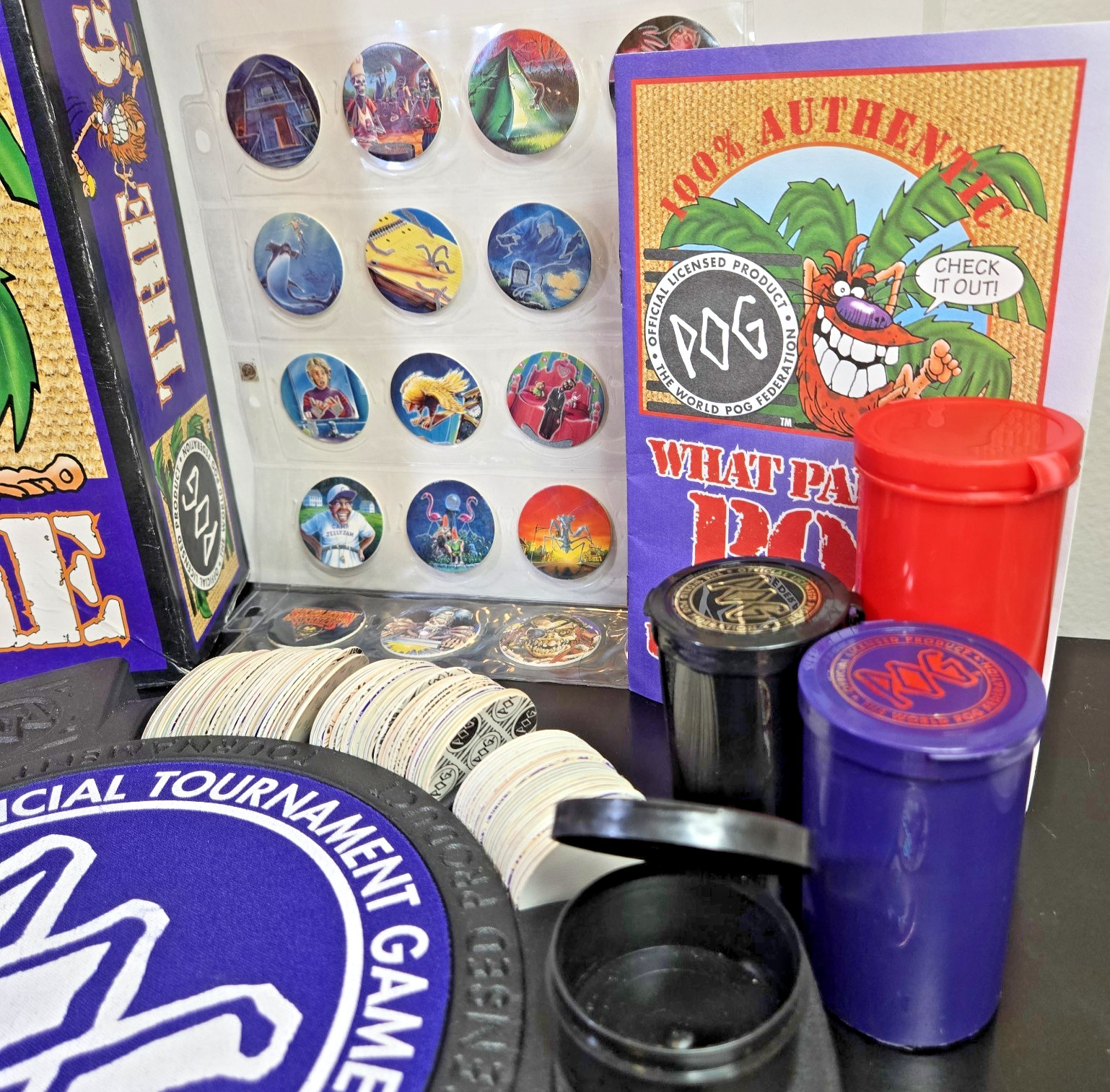 Vintage POG The Game, World POG Federation Milton Bradley Set 200+ POG’s 1995