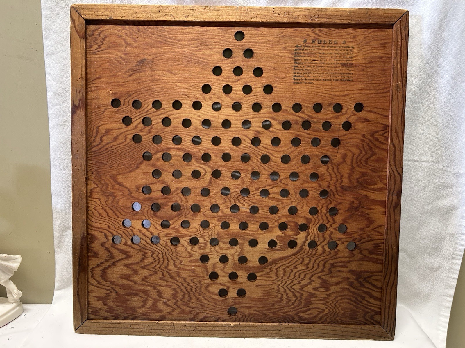Vtg 1930’S Primitive Wooden RODMAN ORIGINAL PLUG ER CHEK Chinese Checker Board